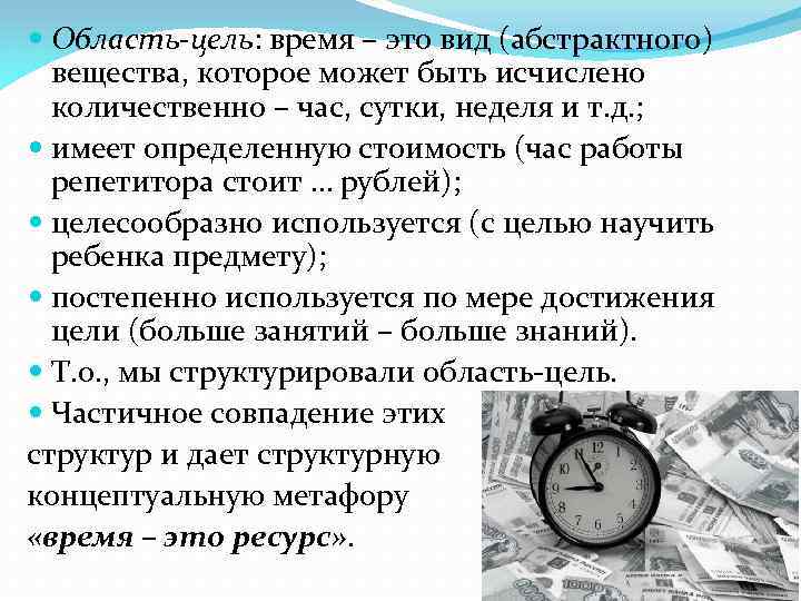 Понятие времени сейчас. Понятие времени. Время цель. Время ресурс. Теория концептуальной метафоры.