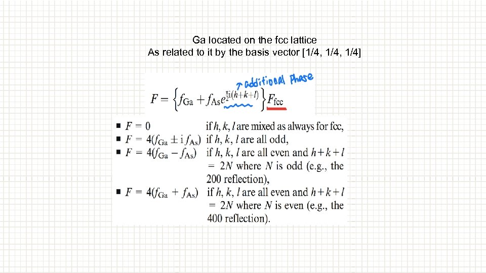 Ga located on the fcc lattice As related to it by the basis vector
