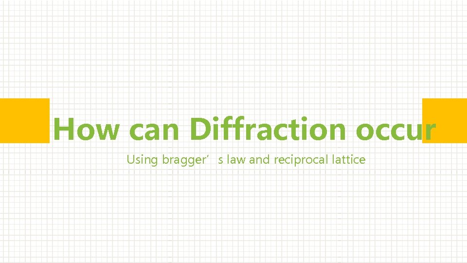 How can Diffraction occur Using bragger’s law and reciprocal lattice 