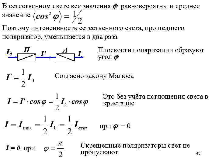 Интенсивность прошедшего света