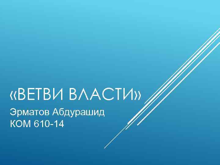  «ВЕТВИ ВЛАСТИ» Эрматов Абдурашид КОМ 610 -14 