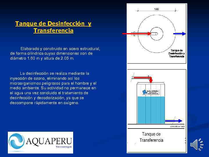 Tanque de Desinfección y Transferencia Elaborado y construido en acero estructural, de forma cilíndrica