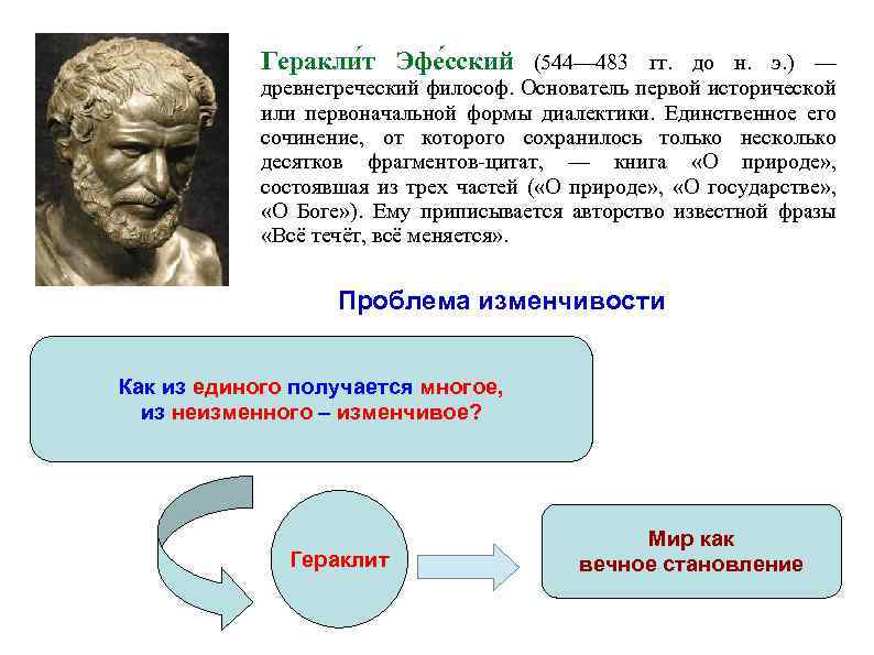 Геракли т Эфе сский (544— 483 гг. до н. э. ) — древнегреческий философ.