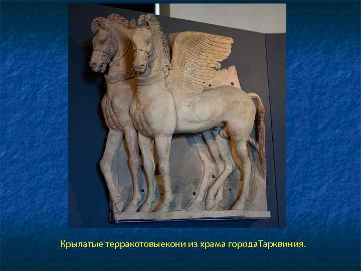 Крылатые терракотовыекони из храма города. Тарквиния. 
