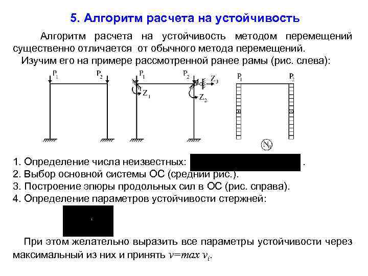 Расчет на устойчивость. Расчет рамы на устойчивость методом перемещений. Алгоритм метода перемещений. Расчет на устойчивость методом перемещений примеры. Метод перемещений алгоритм метода.