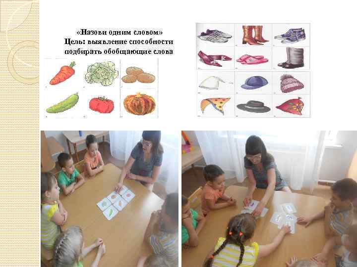 «Назови одним словом» Цель: выявление способности подбирать обобщающие слова 