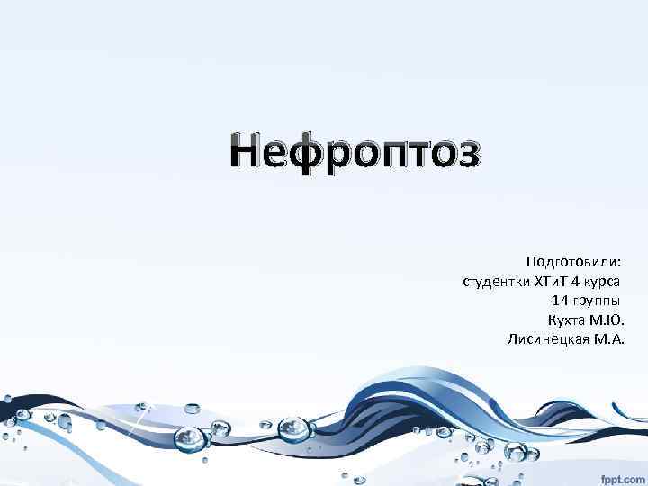 Нефроптоз Подготовили: студентки ХТи. Т 4 курса 14 группы Кухта М. Ю. Лисинецкая М.