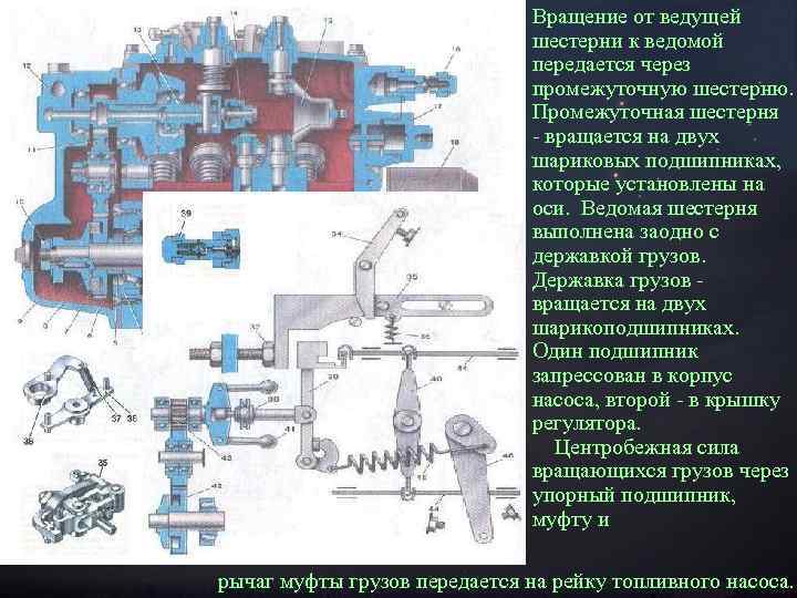 Вращение от ведущей шестерни к ведомой передается через промежуточную шестерню. Промежуточная шестерня - вращается