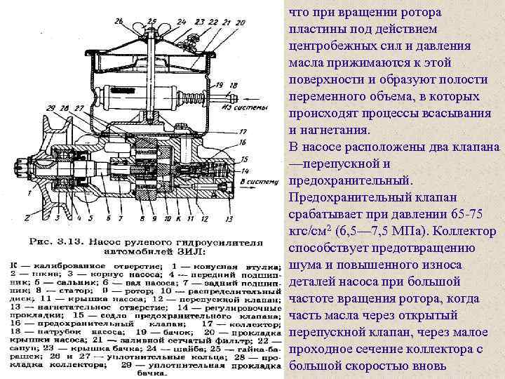 что при вращении ротора пластины под действием центробежных сил и давления масла прижимаются к