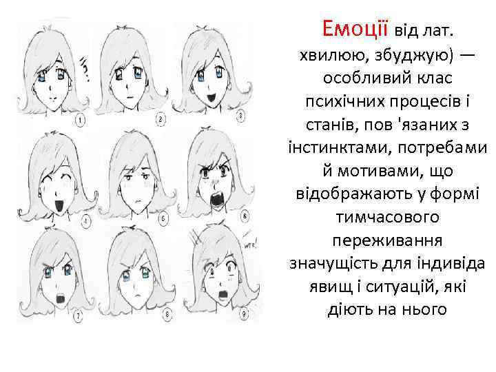 Емоції від лат. хвилюю, збуджую) — особливий клас психічних процесів і станів, пов 'язаних