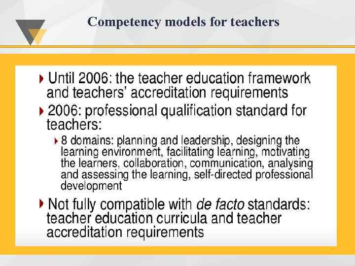 Competency models for teachers 