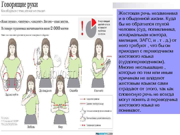 Жестовая речь незаменима и в обыденной жизни. Куда бы не обратился глухой человек (суд,