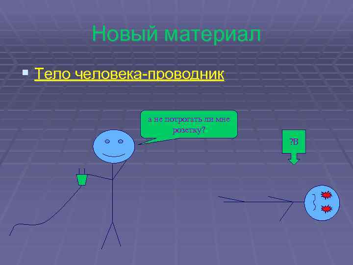 Новый материал § Тело человека-проводник а не потрогать ли мне розетку? ? В 