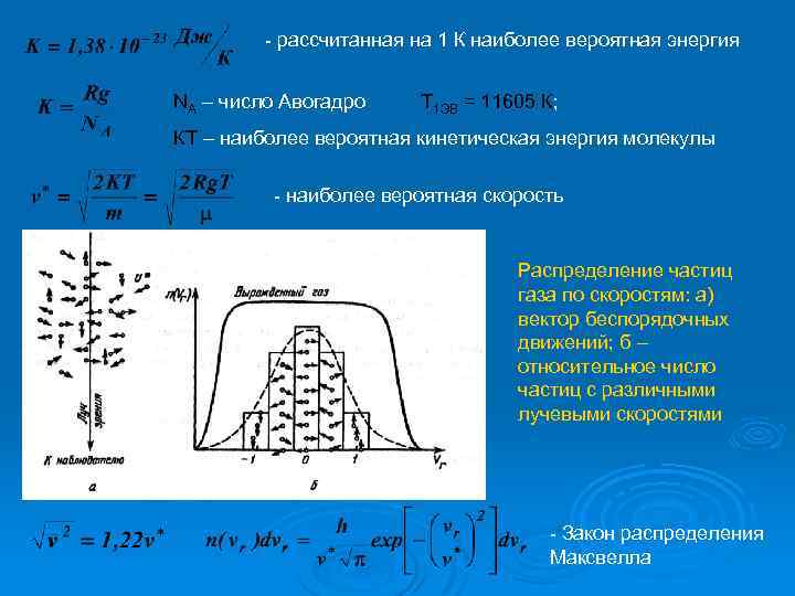 - рассчитанная на 1 К наиболее вероятная энергия NA – число Авогадро Т 1