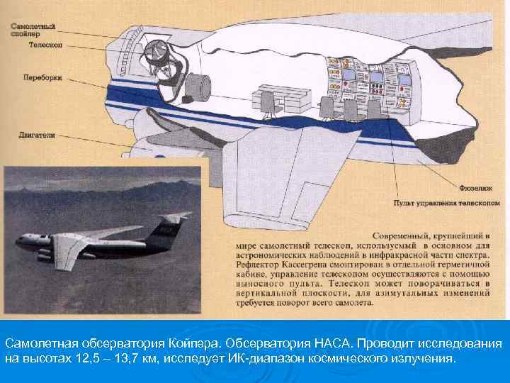 Самолетная обсерватория Койпера. Обсерватория НАСА. Проводит исследования на высотах 12, 5 – 13, 7