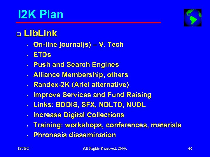 I 2 K Plan q Lib. Link • • • ISTEC On-line journal(s) –