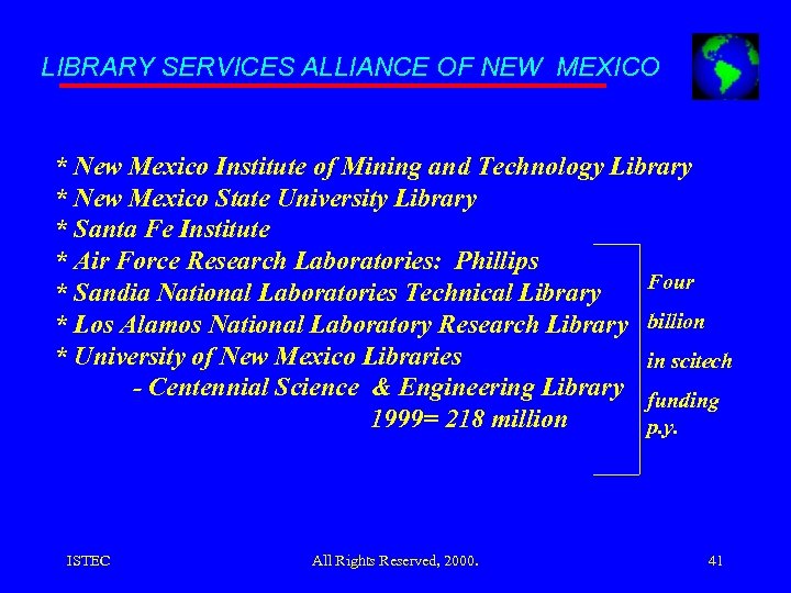 LIBRARY SERVICES ALLIANCE OF NEW MEXICO * New Mexico Institute of Mining and Technology