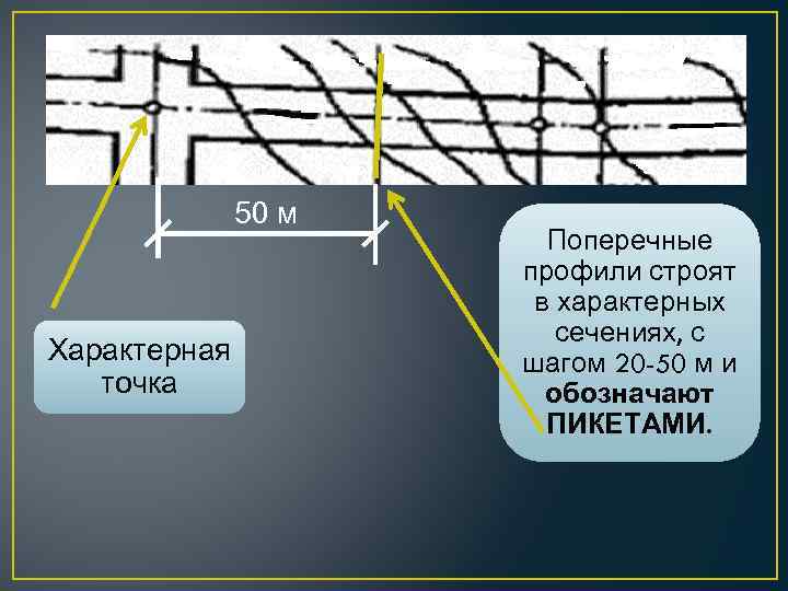 50 м Характерная точка Поперечные профили строят в характерных сечениях, с шагом 20 -50