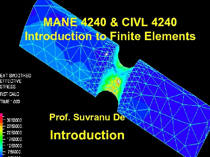 MANE 4240 & CIVL 4240 Introduction to Finite Elements Prof. Suvranu De Introduction 