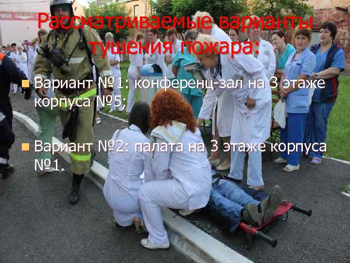 Рассматриваемые варианты тушения пожара: n Вариант № 1: конференц-зал на 3 этаже корпуса №