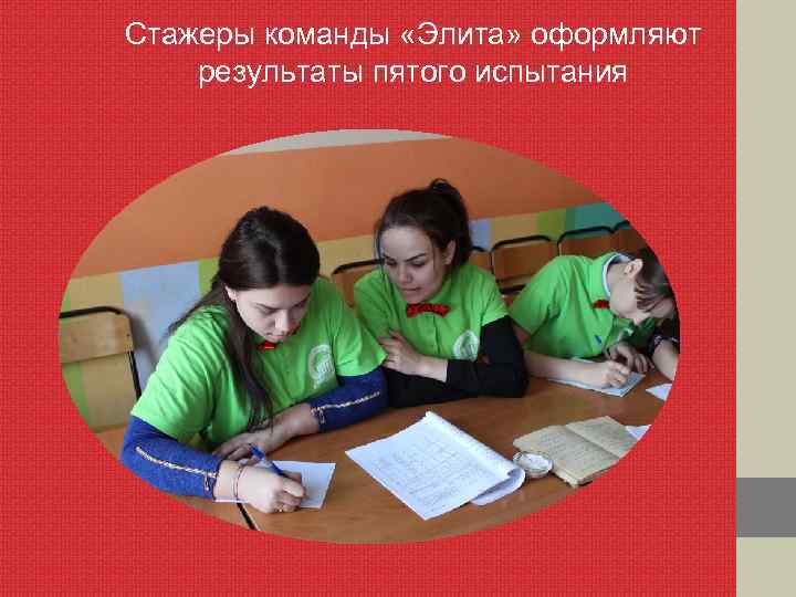 Стажеры команды «Элита» оформляют результаты пятого испытания 