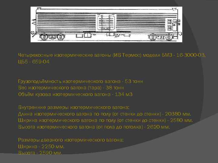 Четырехосные изотермические вагоны (ИВ Термос) модели БМЗ - 16 -3000 -03, ЦБ 5 -