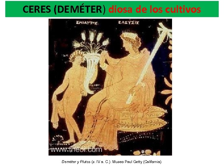 CERES (DEMÉTER) diosa de los cultivos Deméter y Plutos (s. IV a. C. ).