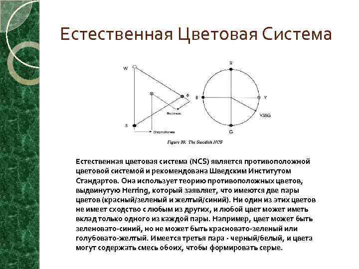 Естественная Цветовая Система Естественная цветовая система (NCS) является противоположной цветовой системой и рекомендована Шведским