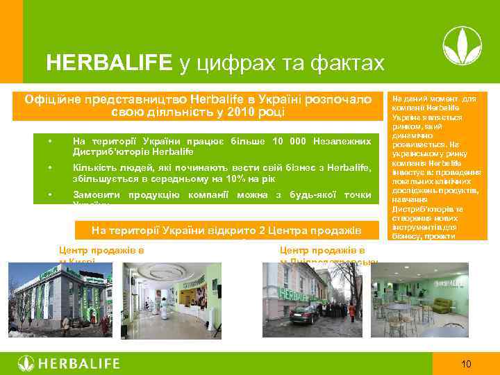 HERBALIFE у цифрах та фактах Офіційне представництво Herbalife в Україні розпочало свою діяльність у