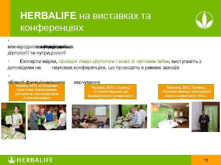 HERBALIFE на виставках та конференціях • міжнародного та індустрії всеукраїнського найважливіших числі, в тому