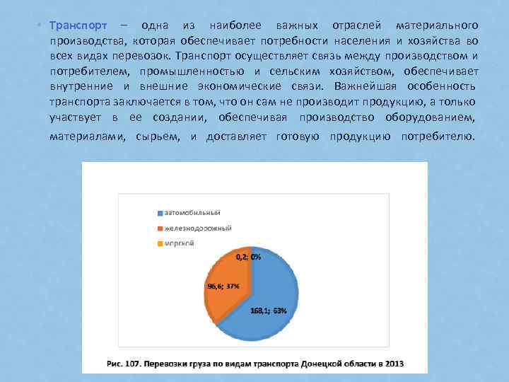  • Транспорт – одна из наиболее важных отраслей материального производства, которая обеспечивает потребности