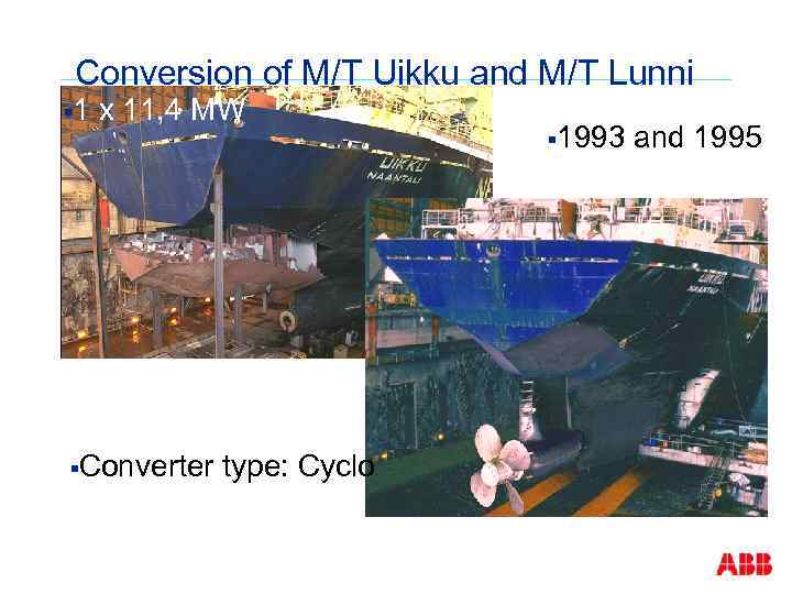 Conversion of M/T Uikku and M/T Lunni § 1 x 11, 4 MW §Converter