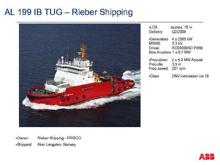 AL 199 IB TUG – Rieber Shipping §LOA Delivery approx. 70 m Q 2/2006