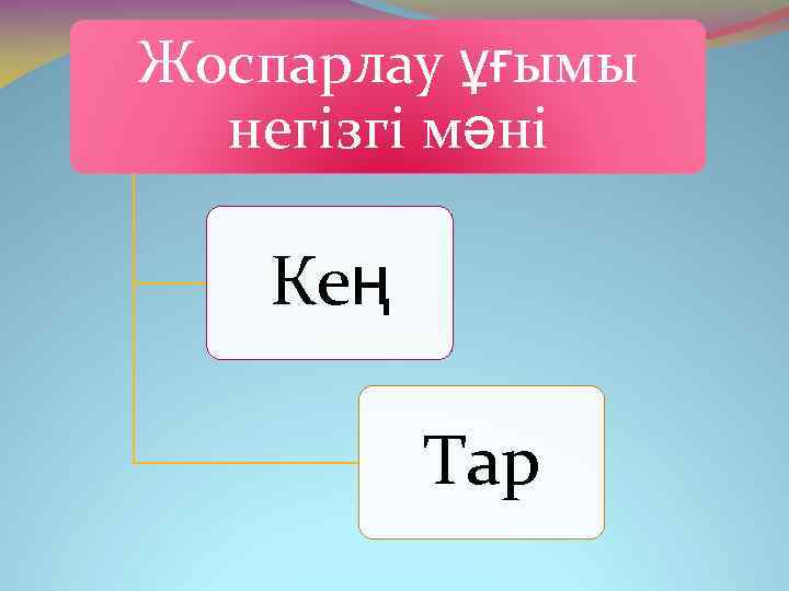 Жоспарлау ұғымы негізгі мәні Кең Тар 