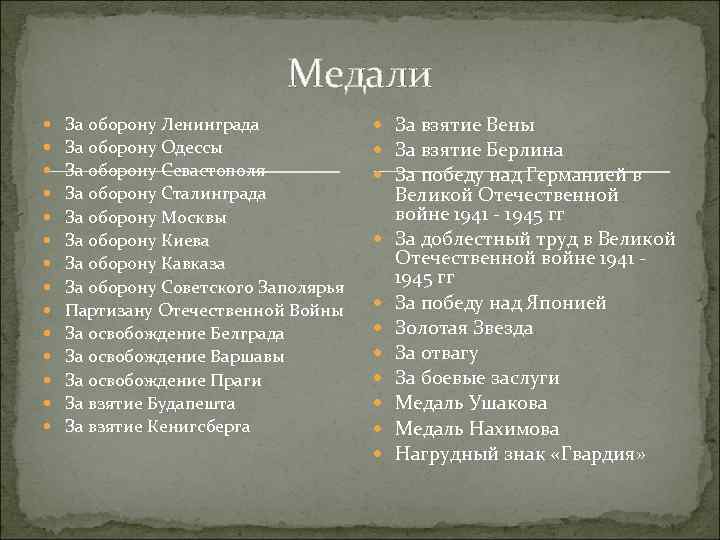Медали За оборону Ленинграда За оборону Одессы За оборону Севастополя За оборону Сталинграда За
