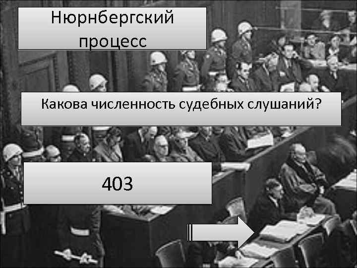 Нюрнбергский процесс Какова численность судебных слушаний? 403 