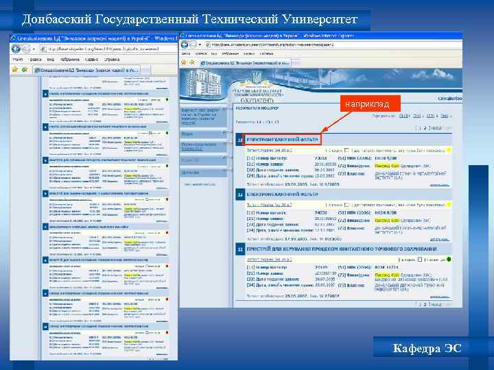 Донбасский Государственный Технический Университет наприклад Кафедра ЭС 