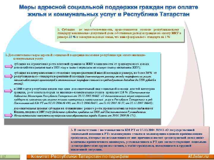 1. Субсидия по малообеспеченности, предоставляется согласно республиканскому стандарту максимально допустимой доли собственных расходов граждан