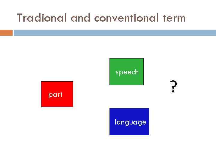 Tradional and conventional term speech part language ? 