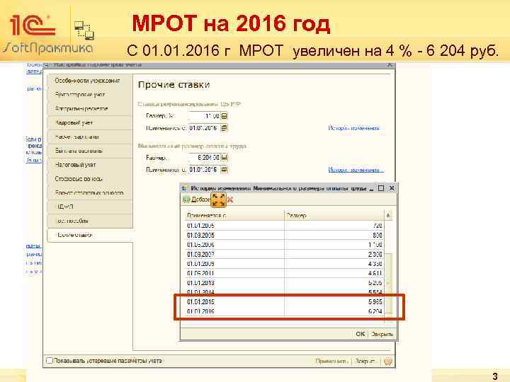 МРОТ на 2016 год С 01. 2016 г МРОТ увеличен на 4 % -