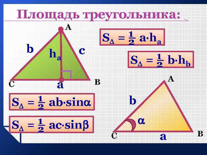 Площадь a b c