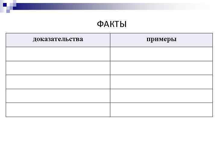ФАКТЫ доказательства примеры 