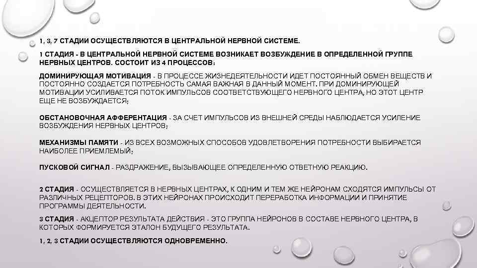 1, 3, 7 СТАДИИ ОСУЩЕСТВЛЯЮТСЯ В ЦЕНТРАЛЬНОЙ НЕРВНОЙ СИСТЕМЕ. 1 СТАДИЯ - В ЦЕНТРАЛЬНОЙ