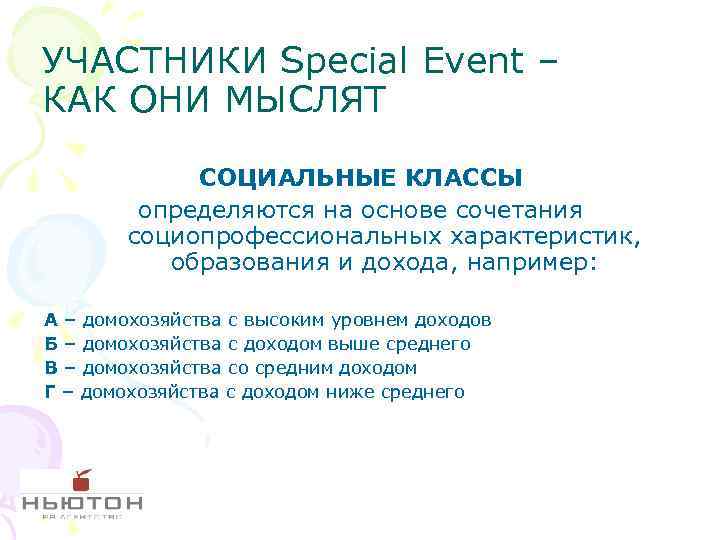 УЧАСТНИКИ Special Event – КАК ОНИ МЫСЛЯТ СОЦИАЛЬНЫЕ КЛАССЫ определяются на основе сочетания социопрофессиональных