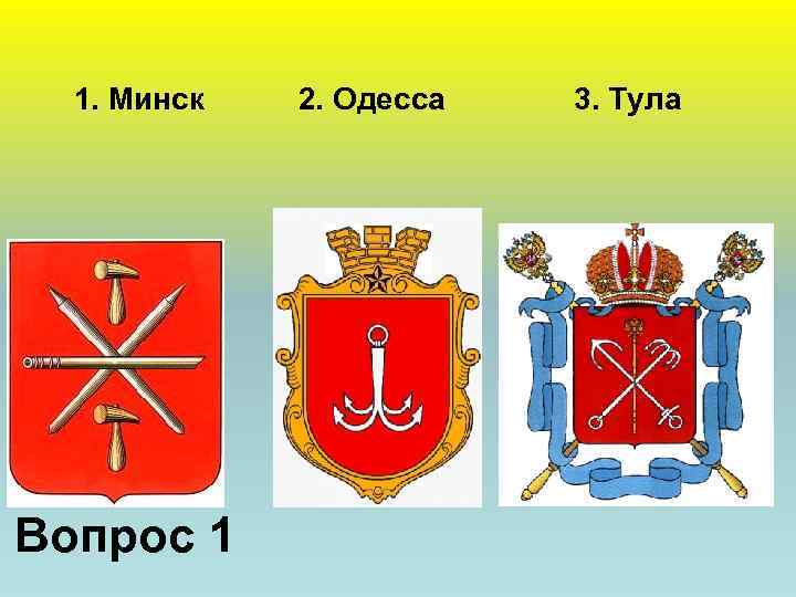1. Минск Вопрос 1 2. Одесса 3. Тула 