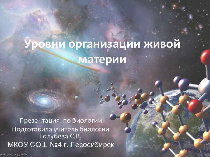 Уровни организации живой материи Презентация по биологии Подготовила учитель биологии Голубева С. В. МКОУ