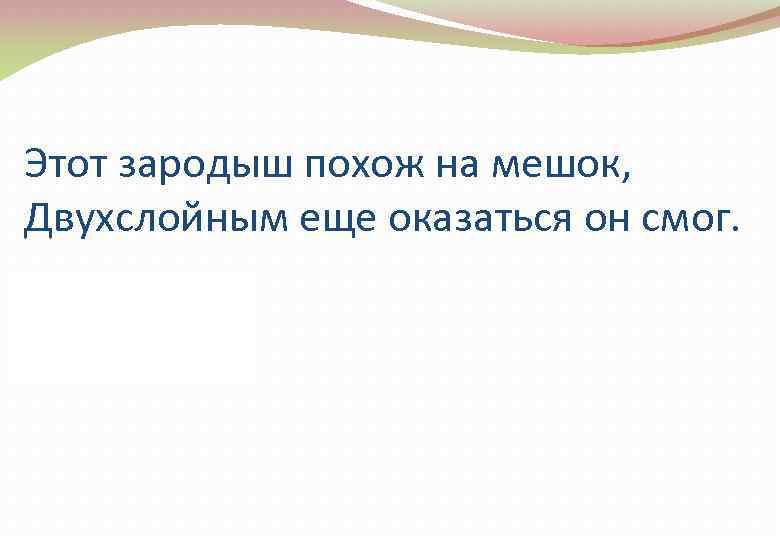 Этот зародыш похож на мешок, Двухслойным еще оказаться он смог. (Гаструла) 