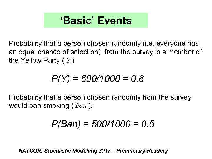 ‘Basic’ Events Probability that a person chosen randomly (i. e. everyone has an equal