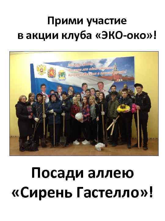 Прими участие в акции клуба «ЭКО-око» ! Посади аллею «Сирень Гастелло» ! 