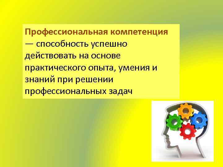 Профессиональная компетенция — способность успешно действовать на основе практического опыта, умения и знаний при